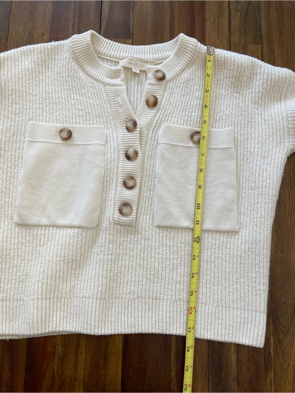 Sezane Eloi jumper cream crop merino wool sweater women’s XS - Picture 8 of 14